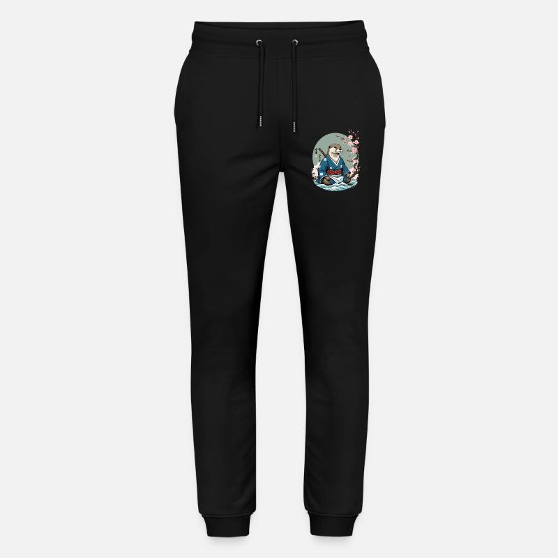 Estetiche Lontra Samurai Vintage Ukiyo-E Design - Pantaloni da jogger unisex ed ecologici Mover di Stanley/Stella - nero