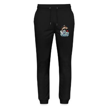 Poisson Ukiyo-E Japon pêcheur pêche Design Vintage - Pantalon de jogging bio MOVER Stanley/Stella unisexe - noir - Devant - Marisol (170cm) & Nik (191cm)