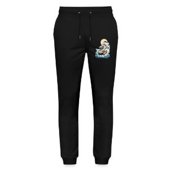 Japan Sushi Ukiyo-E Wave Streetwear Food Design - Stanley/Stella Mover Unisex Organic Jogging Trousers - black - Front - Marisol (170cm) & Nik (191cm)
