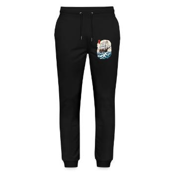 Japan Sailboat Captain Aesthetic Streetwear - Stanley/Stella Mover Unisex Organic Jogging Trousers - black - Front - Marisol (170cm) & Nik (191cm)