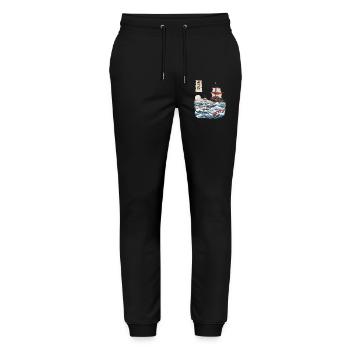 Sushi Ukiyo-E Japan Fishing Aesthetic Design - Stanley/Stella Mover Unisex Organic Jogging Trousers - black - Front - Marisol (170cm) & Nik (191cm)