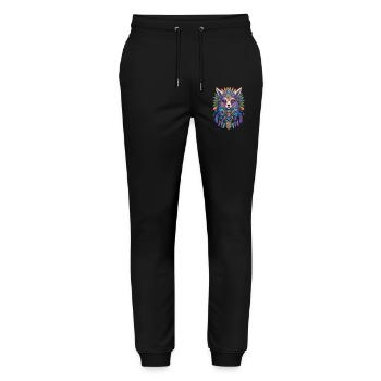 Spiritual Alpaca Mandala Power Animal Design - Stanley/Stella Mover Unisex Organic Jogging Trousers - black - Front - Marisol (170cm) & Nik (191cm)