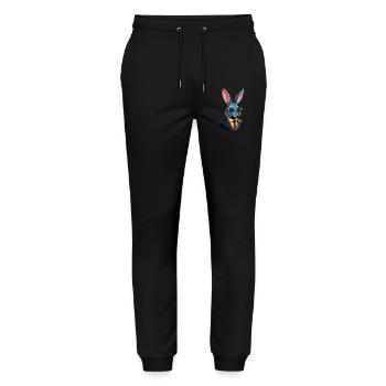 Ikonischer Papa Hase Osterhasen Streetwear Vater - Stanley/Stella Unisex Bio Jogginghose Mover  - Schwarz - Vorne - Marisol (170cm) & Nik (191cm)