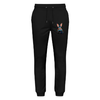 Iconic Dad Bunny Easter Bunny Streetwear Dad - Stanley/Stella Mover Unisex Organic Jogging Trousers - black - Front - Marisol (170cm) & Nik (191cm)