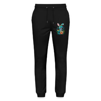 Iconic Easter Dinosaur Dinosaur Easter Bunny - Stanley/Stella Mover Unisex Organic Jogging Trousers - black - Front - Marisol (170cm) & Nik (191cm)