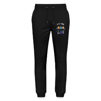 Drôle d’oeuf colorant les couleurs pour l’artiste de Pâques - Pantalon de jogging bio MOVER Stanley/Stella unisexe - noir - Devant - Marisol (170cm) & Nik (191cm)