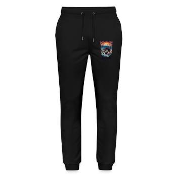 Vintage Vaporwave Style Japanese Dragon Art - Stanley/Stella Mover Unisex Organic Jogging Trousers - black - Front - Marisol (170cm) & Nik (191cm)