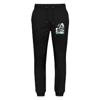 Vintage Samurai Dragon Anime Japan Art - Stanley/Stella Mover Unisex Organic Jogging Trousers - black - Front - Marisol (170cm) & Nik (191cm)