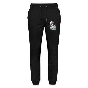 Ukiyo-E Japan Welle Vintage Japanische Drachen - Stanley/Stella Unisex Bio Jogginghose Mover  - Schwarz - Vorne - Marisol (170cm) & Nik (191cm)