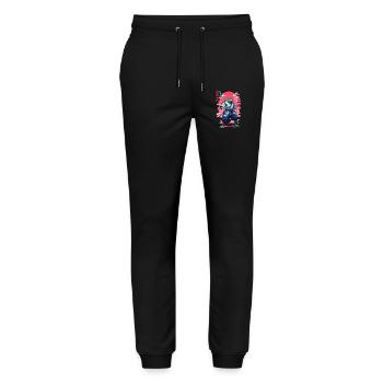 Samurai Frog Aesthetic Vaporwave Style Japan - Stanley/Stella Mover Unisex Organic Jogging Trousers - black - Front - Marisol (170cm) & Nik (191cm)