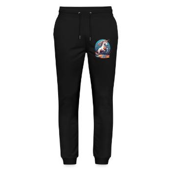 Unique Birthday Motif Funny Unicorns - Stanley/Stella Mover Unisex Organic Jogging Trousers - black - Front - Marisol (170cm) & Nik (191cm)