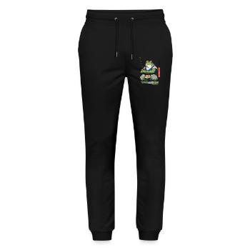 Samurai Frosch Vintage Ukiyo-e Stil Japan Style - Stanley/Stella Unisex Bio Jogginghose Mover  - Schwarz - Vorne - Marisol (170cm) & Nik (191cm)