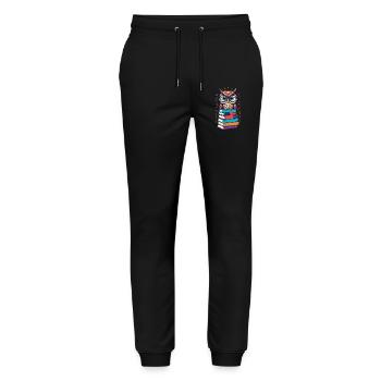 Bücher Eule Begeisterte Leseratte Niedlicher - Stanley/Stella Unisex Bio Jogginghose Mover  - Schwarz - Vorne - Marisol (170cm) & Nik (191cm)