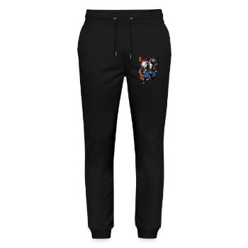 Dragon Samurai Vintage Ukiyo-e Style Artwork - Stanley/Stella Mover Unisex Organic Jogging Trousers - black - Front - Marisol (170cm) & Nik (191cm)