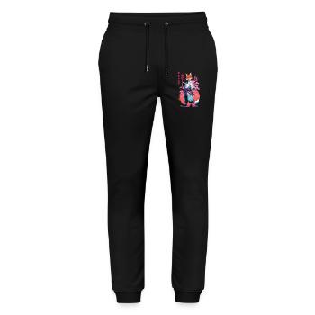 Kitsune Samurai Fuchs Aesthetic Vaporwave Stil - Stanley/Stella Unisex Bio Jogginghose Mover  - Schwarz - Vorne - Marisol (170cm) & Nik (191cm)