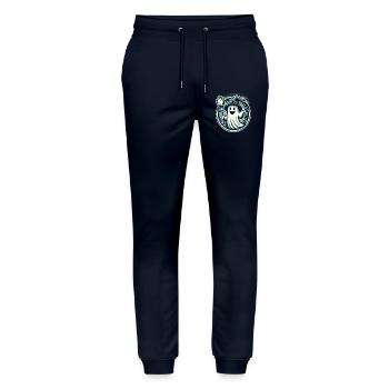 Funny Witch Spirit Witch Broom Vintage Art Style - Stanley/Stella Mover Unisex Organic Jogging Trousers - navy - Front - Marisol (170cm) & Nik (191cm)