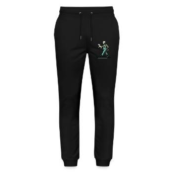 Funny Retro Cartoon Skeleton Cat Owner - Stanley/Stella Mover Unisex Organic Jogging Trousers - black - Front - Marisol (170cm) & Nik (191cm)