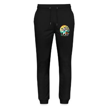 Lustiges Zombie Einhorn Liebt Süßigkeiten - Stanley/Stella Unisex Bio Jogginghose Mover  - Schwarz - Vorne - Marisol (170cm) & Nik (191cm)