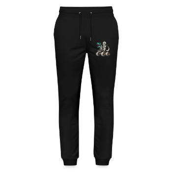 Dinosaur on Monster Truck Motorsport Lover - Stanley/Stella Mover Unisex Organic Jogging Trousers - black - Front - Marisol (170cm) & Nik (191cm)