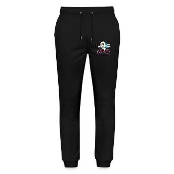 Bicycle Riding Ghost Spooky Season Outfit - Stanley/Stella Mover Unisex Organic Jogging Trousers - black - Front - Marisol (170cm) & Nik (191cm)