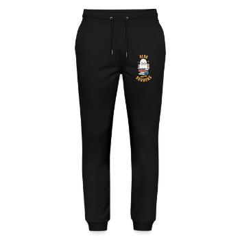 Cute Book Lover Ghost Funny Saying - Stanley/Stella Mover Unisex Organic Jogging Trousers - black - Front - Marisol (170cm) & Nik (191cm)