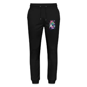 Samurai Frog Aesthetic Vaporwave Style Japan - Stanley/Stella Mover Unisex Organic Jogging Trousers - black - Front - Marisol (170cm) & Nik (191cm)