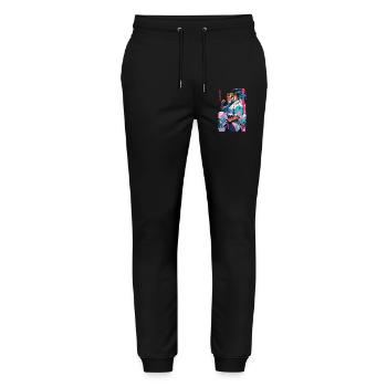 Tiger Yokai Vaporwave Aesthetic Samurai Art - Stanley/Stella Mover Unisex Organic Jogging Trousers - black - Front - Marisol (170cm) & Nik (191cm)
