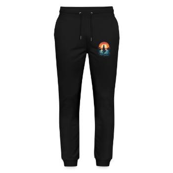 Sonnenuntergang Segelabenteuer Meer - Stanley/Stella Unisex Bio Jogginghose Mover  - Schwarz - Vorne - Marisol (170cm) & Nik (191cm)
