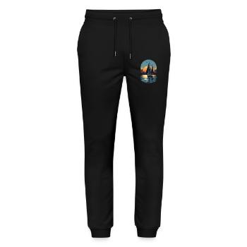 Segeln Sonnenuntergang Paradies - Stanley/Stella Unisex Bio Jogginghose Mover  - Schwarz - Vorne - Marisol (170cm) & Nik (191cm)