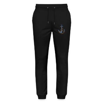 Vintage Anchor Design Hobby Fisherman Seafarer - Stanley/Stella Mover Unisex Organic Jogging Trousers - black - Front - Marisol (170cm) & Nik (191cm)