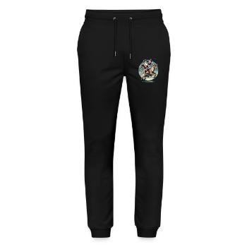 Cowboy Santa Claus Rodeo Ride with Reindeer - Stanley/Stella Mover Unisex Organic Jogging Trousers - black - Front - Marisol (170cm) & Nik (191cm)