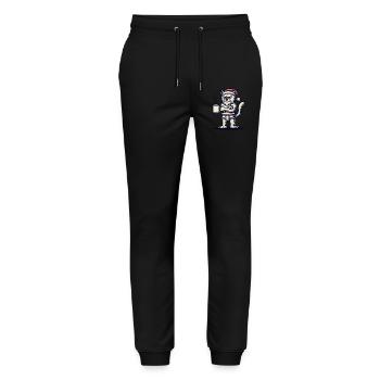 Funny grumpy Christmas cat with coffee - Stanley/Stella Mover Unisex Organic Jogging Trousers - black - Front - Marisol (170cm) & Nik (191cm)