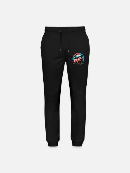 Christmas Greedy Pig Gluttony - Stanley/Stella Mover Unisex Organic Jogging Trousers - black