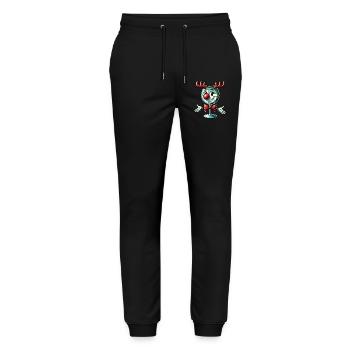 Christmas wine glass reindeer motif - Stanley/Stella Mover Unisex Organic Jogging Trousers - black - Front - Marisol (170cm) & Nik (191cm)