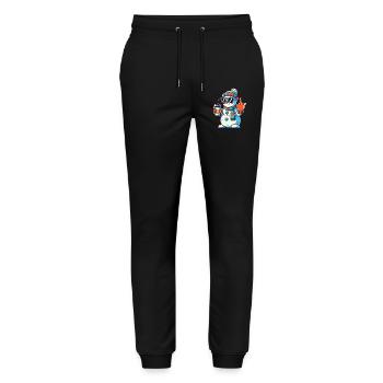 Cooler Schneemann Mit Kaffee Und Sonnenbrille - Stanley/Stella Unisex Bio Jogginghose Mover  - Schwarz - Vorne - Marisol (170cm) & Nik (191cm)
