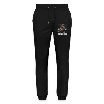 Muscle Reindeer Christmas Gaindeer Fun - Stanley/Stella Mover Unisex Organic Jogging Trousers - black - Front - Marisol (170cm) & Nik (191cm)