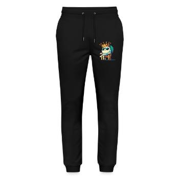 Lustiger Cartoon Tischtennisball König Spaß - Stanley/Stella Unisex Bio Jogginghose Mover  - Schwarz - Vorne - Marisol (170cm) & Nik (191cm)