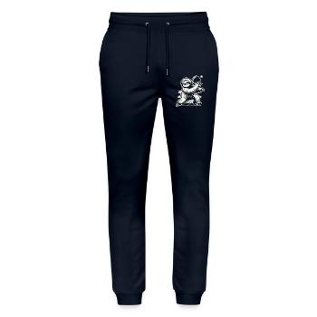 Sloth Table Tennis Fun for Animal Lovers - Stanley/Stella Mover Unisex Organic Jogging Trousers - navy - Front - Marisol (170cm) & Nik (191cm)