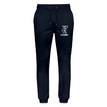 Rocking pig with heavy metal flair - Stanley/Stella Mover Unisex Organic Jogging Trousers - navy - Front - Marisol (170cm) & Nik (191cm)