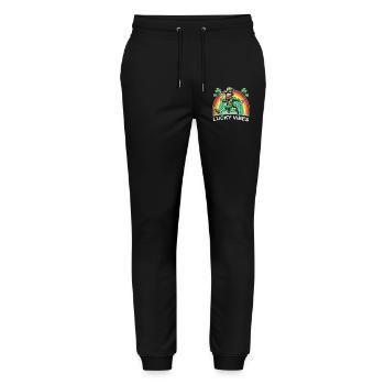 St. Patrick's Day Lucky Vibes Rainbow - Stanley/Stella Mover Unisex Organic Jogging Trousers - black - Front - Marisol (170cm) & Nik (191cm)