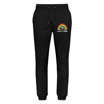 Happy Vibes St. Patrick's Day Rainbow - Stanley/Stella Mover Unisex Organic Jogging Trousers - black - Front - Marisol (170cm) & Nik (191cm)