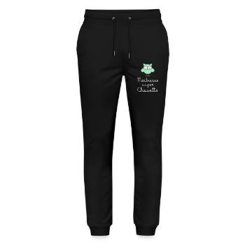 Maîtresse super chouette lunettes (écrit blanc) - Pantalon de jogging bio MOVER Stanley/Stella unisexe - noir - Devant - Marisol (170cm) & Nik (191cm)