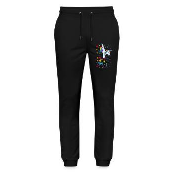 Cyclisme artistique, cyclisme artistique, cyclisme en salle, licorne - Pantalon de jogging bio MOVER Stanley/Stella unisexe - noir - Devant - Marisol (170cm) & Nik (191cm)