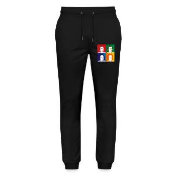 Johann Sebastian Bach en style cartoon - Pantalon de jogging bio MOVER Stanley/Stella unisexe - noir - Devant - Marisol (170cm) & Nik (191cm)