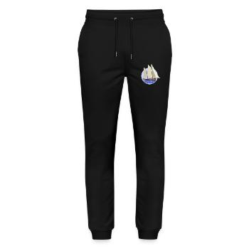 Sailboat Pastel Circle Illustration - Stanley/Stella Mover Unisex Organic Jogging Trousers - black - Front - Marisol (170cm) & Nik (191cm)