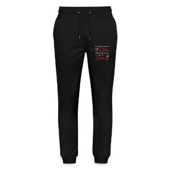 Ich koche gerne mit Wein. Manchmal kommt er sogar - Stanley/Stella Unisex Bio Jogginghose Mover  - Schwarz - Vorne - Marisol (170cm) & Nik (191cm)