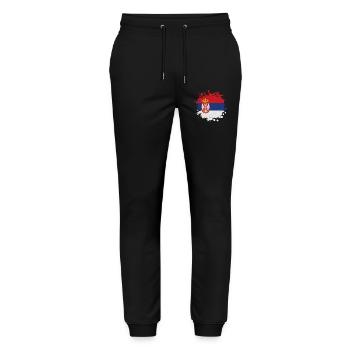 Serbien Klecks / Geschenk Belgrad Balkan Flagge - Stanley/Stella Unisex Bio Jogginghose Mover  - Schwarz - Vorne - Marisol (170cm) & Nik (191cm)