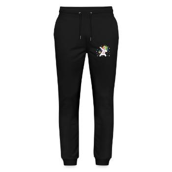Unicorn Dab Rainbow - Stanley/Stella Mover Unisex Organic Jogging Trousers - black - Front - Marisol (170cm) & Nik (191cm)