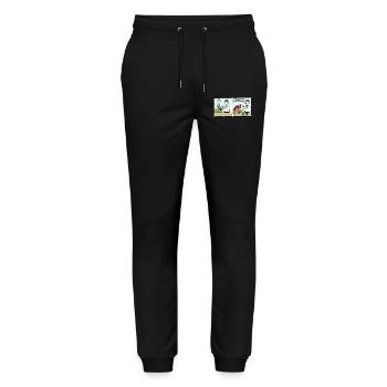 Cartoon Fussball Fussballer Comic Lustig Witzig - Stanley/Stella Unisex Bio Jogginghose Mover  - Schwarz - Vorne - Marisol (170cm) & Nik (191cm)