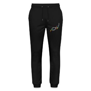 Eight knots or love knots in rainbow colors - Stanley/Stella Mover Unisex Organic Jogging Trousers - black - Front - Marisol (170cm) & Nik (191cm)